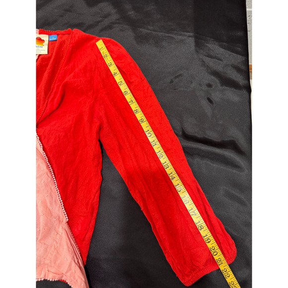 Farm Rio for Anthropologie Color Block Wrap Top Sz M Peach Red Orange - Picture 9 of 9